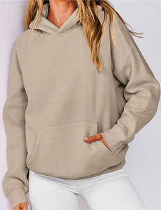 Pull-over surdimensionné anti-rides imprimé sur le devant pour femmes pull en polaire à capuche à manches longues 100% coton doublé pour l'automne - Product Image 1