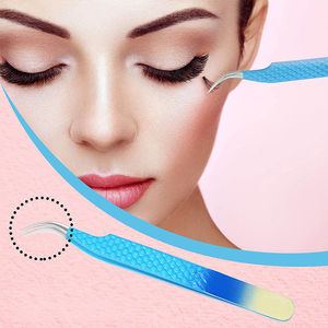 Pinzas profesionales de pestañas de acero inoxidable Premium de alta calidad, mango cómodo antimagnético, pestañas de borde afilado de 10mm - Product Image 3