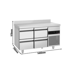 Réfrigérateur de comptoir commercial PREMIUM - 1400x700mm - avec 4 tiroirs - avec rebord - capacité 281 litres - Product Image 2