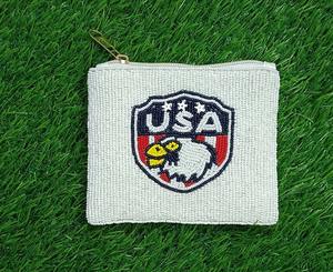 Sacs de soirée de luxe faits à la main en gros avec des perles de rocaille, des glands, un porte-monnaie assorti, motif œil maléfique Hamsa pour les fêtes - Product Image 1