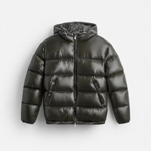 Vente en gros Service OEM Veste slim de haute qualité pour hommes Manteau matelassé noir à capuche Streetwear Bomber Coat pour hommes - Product Image 1