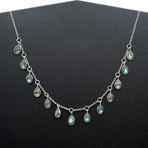 925 collier ras du cou fin avec pierre précieuse Labradorite bijoux de mariage délicats cadeau d'anniversaire pour les occasions spéciales - Product Image 3