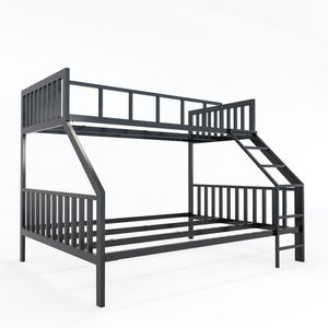 Rubber <b>Wood</b> & Iron Frame <b>Bunk</b> <b>Bed</b> 160x200x160cm <b>Wood</b> Style Solid Design Industrial Extendable & Storage GT003 - Product Image 5