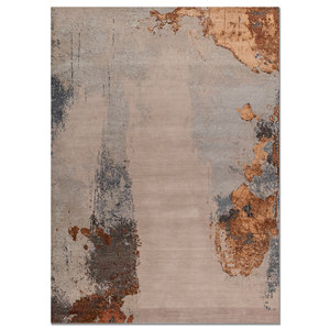 Alfombras de Lana y Seda de Bambú Entrelazadas a Mano Entropy, Patrón Abstracto Rosa y Morado para Uso Doméstico - (13027) - Product Image 1