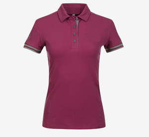 Shemax 2024 คุณภาพสูงขายร้อนที่กําหนดเองขายส่ง OEM ผลิตในปากีสถานสาวขี่ม้าตาข่ายเสื้อโปโลแขนสั้นพลัม - Product Image 1