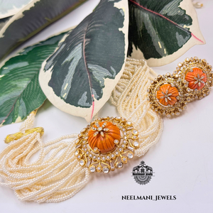 Coral and <b>Emerald</b> Moissanite Pendent and <b>Studs</b> Elegant Jewelry Pendants & Charms - Product Image 3