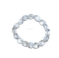 Bracelet de perles roulées en quartz clair pour la guérison - Tendance mode, objet de collection artistique, bijoux en pierres précieuses naturelles