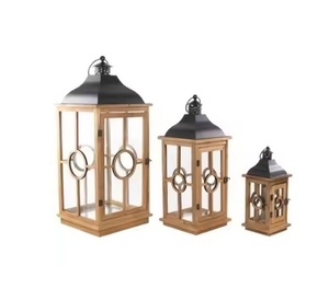 Linterna cuadrada de madera antigua y portavelas de Metal para el hogar, pared decorativa o uso de mesa para Navidad - Product Image 5