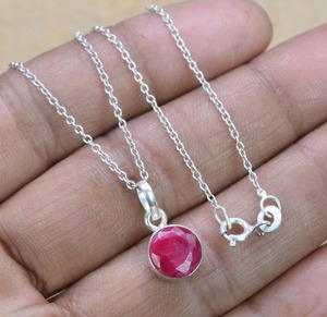 Mode filles meilleur pendentif 925 argent Sterling rubis pierre précieuse cadeau d'anniversaire pour avec 925 timbre pendentif en argent bijoux - Product Image 4