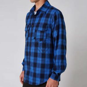 เสื้อเชิ้ตผ้าสักหลาดลายสก็อตแขนยาวสำหรับผู้ชายเสื้อใส่สบายผ้าฝ้าย100% โลโก้ตามสั่ง - Product Image 2