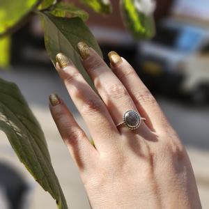 Labradorite ovale rawa design bague en argent petite bague en argent meilleur cadeau pour Noël - Product Image 4