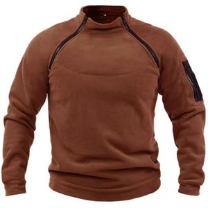 Sweat à capuche à col montant 100% en polyester pour hommes, chaud, chaud, hiver, polaire, motif uni, grande taille 4XL, coupe ajustée, fermeture éclair XL - Product Image 2