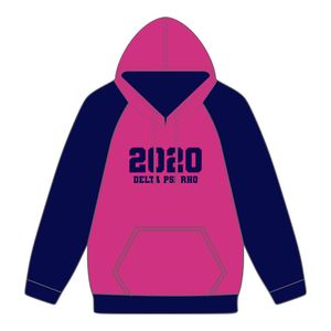 Delta PSI Rho เสื้อฮู้ดสวมหัวแขนแร็กแลนสีชมพู80โพลี20ก่อตั้งโพลีปี2020ชาวกรีกลำลองมีฮู้ด - Product Image 2