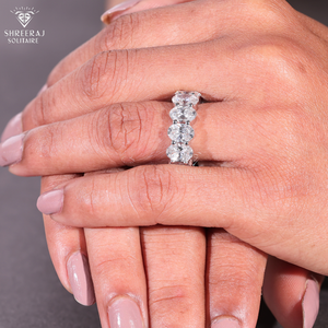 Anillo de Diamantes Ovalados Eternity para Mujer, 6x4 MM (0.50 Quilates), Diamantes Cultivados en Laboratorio, Diseños Personalizados, Anillo de Bodas, Oro Blanco de 14K - Product Image 2