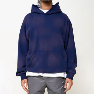 Sudadera con Capucha Personalizada 100% Algodón Grueso Lavado al Ácido Estilo Vintage Francés para Hombre, Sudadera con Capucha Desgastada y Decolorada por el Sol para Hombre - Product Image 4