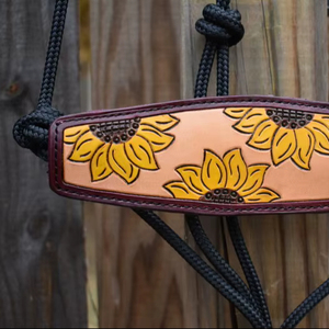 Banda para la nariz de caballo Floral de cuero mecanizado de calidad superior Halter Bronc Noseband para equitación ecuestre tipo Headstall .. - Product Image 3