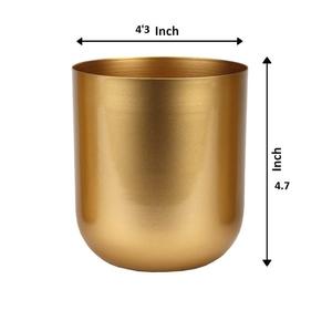 กระถางต้นไม้โลหะเคลือบทอง ขายส่งและส่งออกจากอินเดีย กระถางต้นไม้โลหะเหล็กทำมือสำหรับตกแต่งบ้านและสวน - Product Image 1