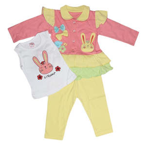 Conjunto de 3 Piezas de Manga Larga para Bebés Recién Nacidas - Color Durazno - Product Image 1
