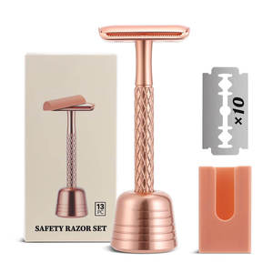 มีดโกนโลหะสองด้านสำหรับผู้ชายมีดโกนหนวดโลหะแบบใหม่ออกแบบโลโก้ได้ตามต้องการ - Product Image 1