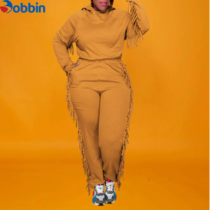 Conjunto Deportivo Informal con Logotipo Personalizado para Mujer, Talla Grande, Estilo Casual, Sudadera con Capucha y Pantalones Deportivos con Borlas, Ropa de Invierno - Product Image 4