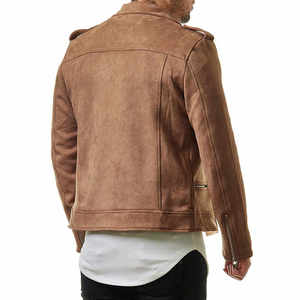 Chaqueta de piel auténtica personalizada para hombre con cuello levantado, piel de búfalo original de invierno, color verde y marrón - Product Image 4