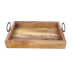 Vente chaude moderne ustensiles de cuisine personnalisable en bois naturel plateau d'affichage des aliments plateau en métal de qualité pour Restaurant décor couleur foncée - Product Image 1