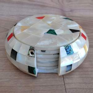 Marbre avec bandes d'incrustation de métal tapis d'isolation thermique tapis de pot tapis de tasse blanc décoration de la maison gravure Logo marbre hexagone sous-verres - Product Image 6