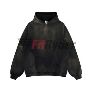 Sudadera con Capucha Personalizada con Logotipo, 100% Algodón, Efecto Lavado Ácido, Diseño Sólido, Hombros Caídos, Sudadera de Invierno para Hombre, Ecológica - Product Image 2