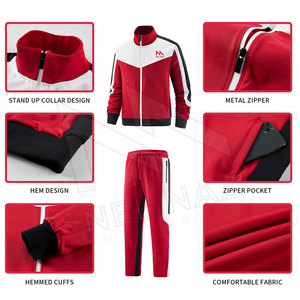 Vêtements de sport 100% coton, impression personnalisée de couleur et de logo, respirant, taille plus, ensembles de survêtements pour hommes, vente en gros, fermeture éclair, manches longues - Product Image 4