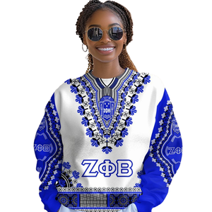 Sudadera Azul Bordada con el Logotipo de la Hermandad Zeta Phi Beta para Mujer, Sudadera Griega de 1920 - Product Image 4