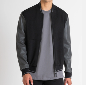 Sudaderas de Hombre Talla Grande con Mangas de Cuero Grueso, 100% Algodón, Felpa Francesa, Color Liso Teñido, Venta al por Mayor, Invierno - Product Image 2