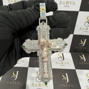 Amuleto de la Paz Personalizado con Diamantes Moissanite VVS en Oro Rosa, Corte Baguette, Completamente Engastado, Joyería Fina Hip Hop para Hombre, Certificado IGI - Product Image 2