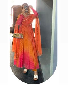 Lancer la tendance GEORGETTE imprimé SALWAR costume et dupata avec taille ajustée vêtements de soirée décontractés - Product Image 3