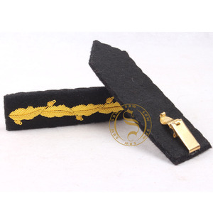 Insignia de cuello de alta calidad hecha a mano oro francés lingotes alambre Gorget parche cosido bordado fieltro PVC para ropa de uniforme - Product Image 6