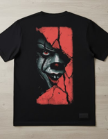 Camiseta con gráfico de payaso Pennywise de película de terror, camiseta informal negra de manga corta para hombre