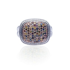 Anillo de cóctel de miligrano de diamante multicolor Natural de plata 925 0,91 Cts clásico para regalo de fiesta de aniversario de compromiso de boda - Product Image 1