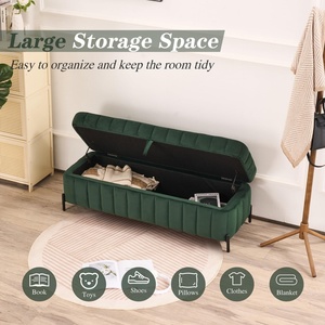 Banco de Armazenamento Durável em Veludo para Quarto e Sala de Estar, Otomano Moderno para Entrada com Design Estofado - Product Image 5