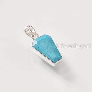 Women's Pendant Natural Turquoise Gemstone December Birthstone <b>Valentine</b> <b>Gift</b> Handmade Jewelry 925 Sterling Silver Pendant - Product Image 6