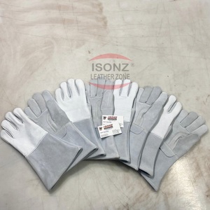 Guantes de soldadura Tig de cuero de cabra genuino de 35 cm con funciones antideslizantes anticortes y antiimpactos diseño de guantes de seguridad - Product Image 3