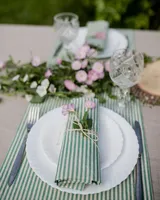Serviettes en tissu de lin et coton rayées vertes, serviettes de mariage rayées vertes, nappes de table de mariage, serviettes de dîner en coton et lin