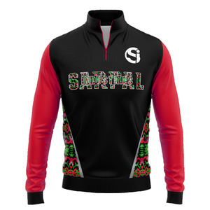 Sudadera de hombre personalizada de corte regular con media cremallera y manga larga, de algodón grueso para invierno, con relieve de color y bordado liso. - Product Image 1