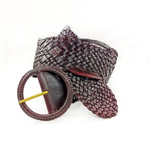Woven Knitted Polyester Yarn <b>Lace</b> Fabric Vegan Belts Alloy Pin Round Buckle <b>Elastic</b> Stretch Eco Friendly Denim Fashion Custom - Product Image 5
