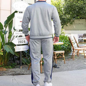 ชุดวอร์มลำลองแขนยาวสีเทาสำหรับผู้ชาย, ชุดวอร์มสีพื้นมีกระเป๋าข้าง - Product Image 2