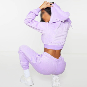 ชุด2ชิ้นเสื้อครอปมีฮู้ดแขนยาวสำหรับผู้หญิงชุด2ชิ้นแฟชั่นใหม่สำหรับผู้หญิง - Product Image 3