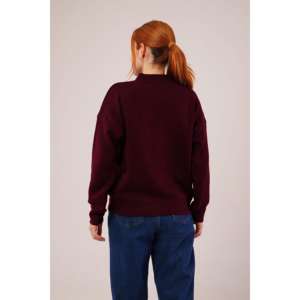 เสื้อสเวตเตอร์เบอร์กันดีลำลองแบบคอเต่าครึ่งตัวพร้อมลายด้านหน้าสำหรับฤดูใบไม้ร่วง ขายส่ง - Product Image 1