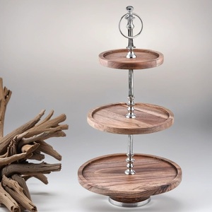 Amazing Look 2 Tier Wooden <b>Cake</b> <b>Stand</b> With Metal Handle & Base Rounded Shape Metal & Wooden <b>Cake</b> <b>Stands</b> Candy Server <b>for</b> <b>Sale</b> - Product Image 6
