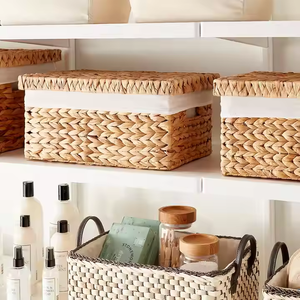 Water Hyacinth Bin Home <b>Decor</b> Accessories Stacking Water Hyacinth <b>Storage</b> Bins Eco Friendly <b>Boxes</b> With Lids - Product Image 6