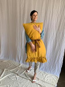 Natural linen Ruffled <b>Pillow</b> Cover | Softened frills <b>Throw</b> | Farmhouse Decorative Sham shabby chic standard king Queen euro - Product Image 6