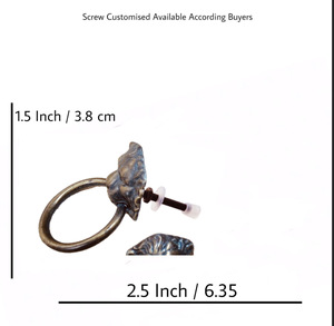 Poignée de tiroir d'armoire à visage de lion antique tire des boutons d'anneau en fonte céramique et laiton pour commode de cuisine et de chambre à coucher - Product Image 2