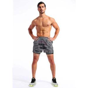 กางเกงขาสั้นรัดรูปสองชั้นสำหรับทุกเพศดีไซน์ออกกำลังกายแบบลำลองระบายอากาศได้พร้อมการตกแต่งด้วยลูกไม้และการปิดเอวยางยืด - Product Image 5